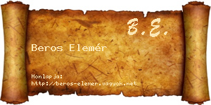 Beros Elemér névjegykártya